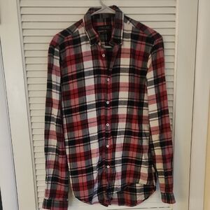 Zara Red and Black Plaid Casual Shirt